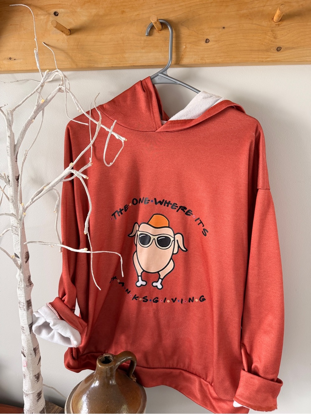 Rust Graphic Thanksgiving Hoodie Sweatshirt for Women
